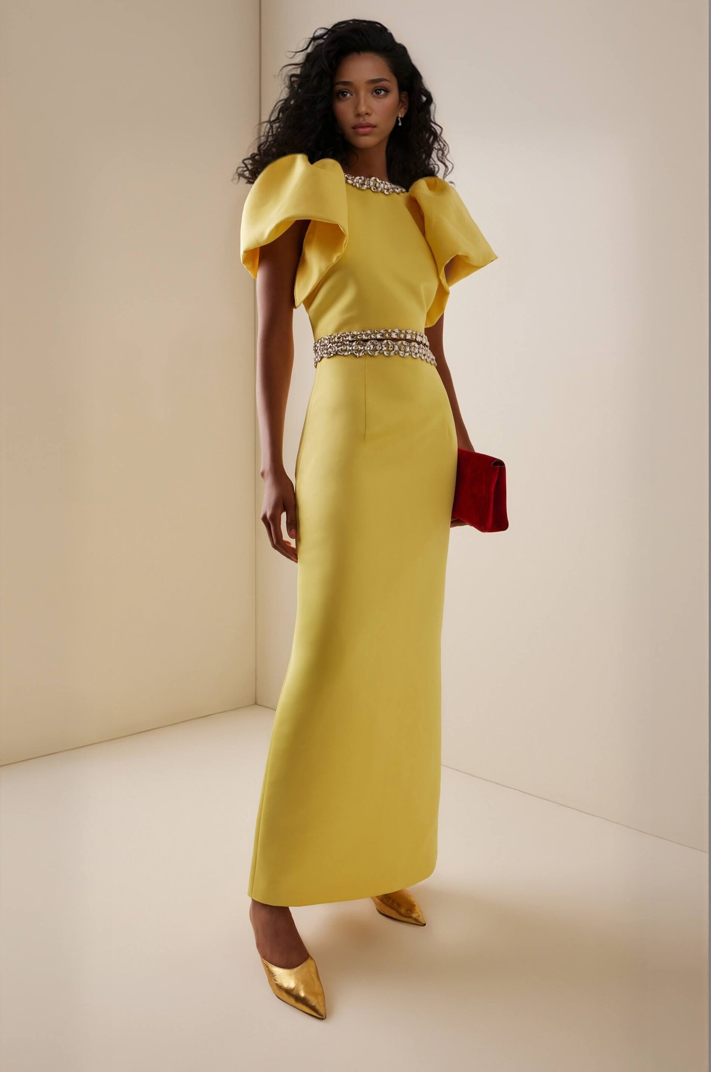Exquise Top met Pofmouwen en Maxi Rok met Split