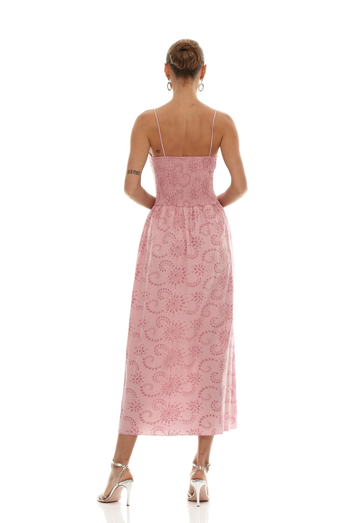 Romantische Geborduurde Sweetheart Hals Spaghetti Band Maxi Jurk