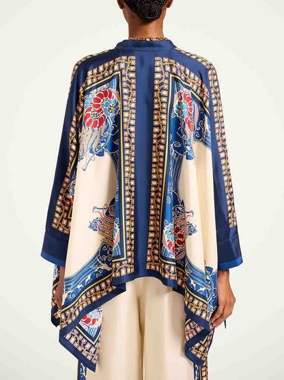 Elegante Boheemse Print Kimono Shirt Twee-Piece Set