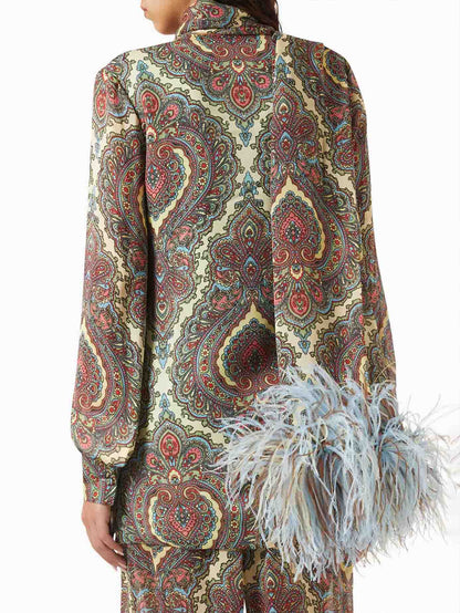 Retro Paisley Print Shirt En Broek Twee-Delige Set