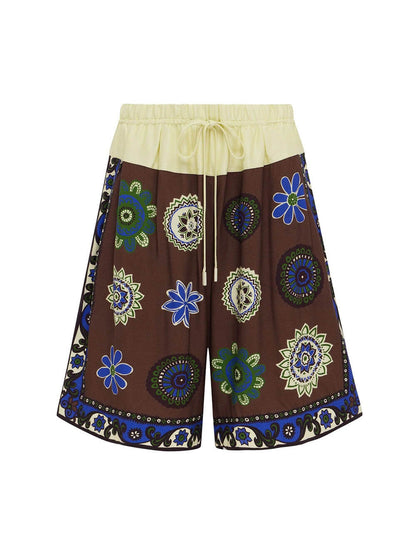 Unieke Geprinte Bandeau Top En Shorts Set Met Touwtjes