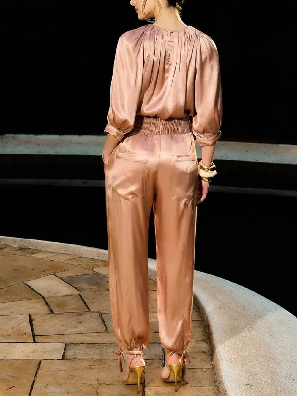 Elegante Rimpel Satijnen Blouse