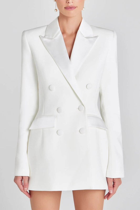 Exquise Witte Dubbelzijdige Blazer Mini-jurk