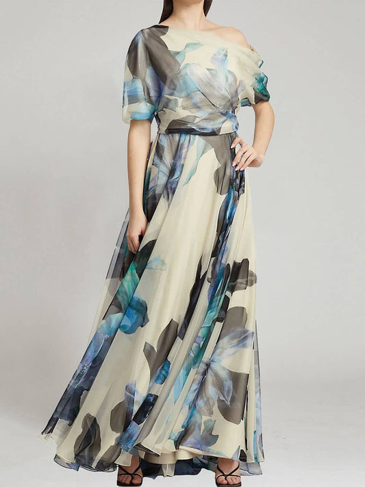 Bohemian Vakantie Stijl Strapless Lolita Rok Print Jurk