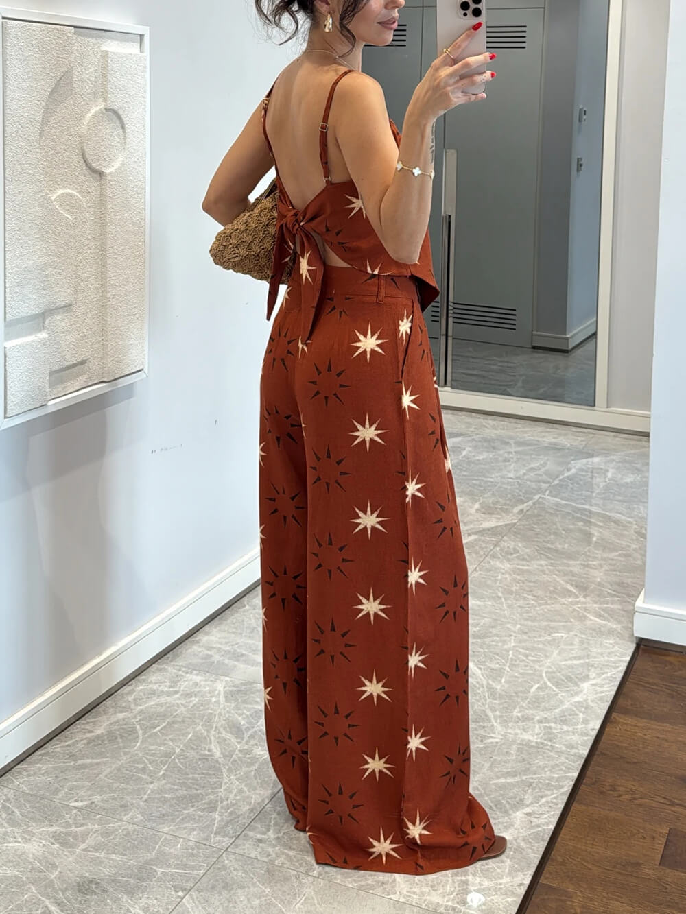 Exquise Sterrenpatroon Cami Top En Wijde Broek Set