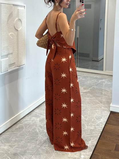 Exquise Sterrenpatroon Cami Top En Wijde Broek Set