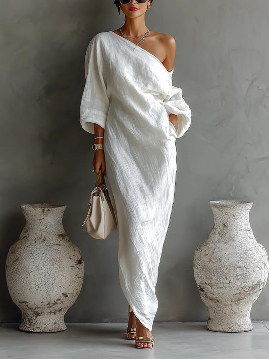 Elegante Maxi Jurk met Één Schouder
