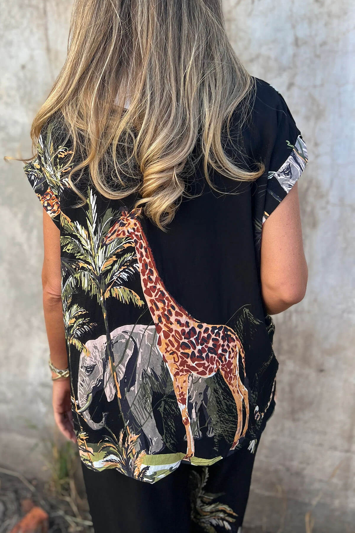 Unieke Jungle Print Elastische Taille Zak Brede Pantalon