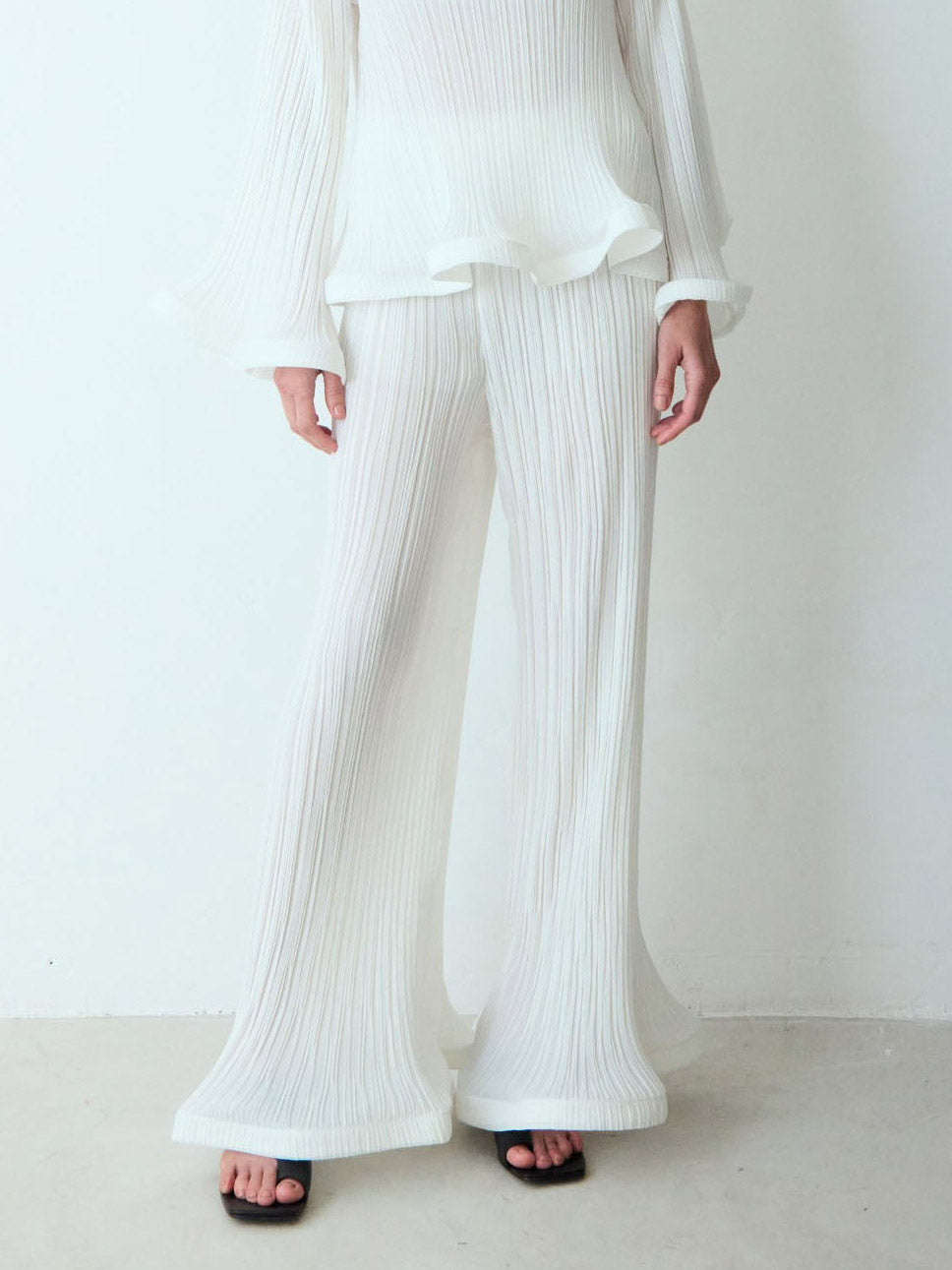 Elegante Rimpel Plissé Top En Broek Twee-Piece Set