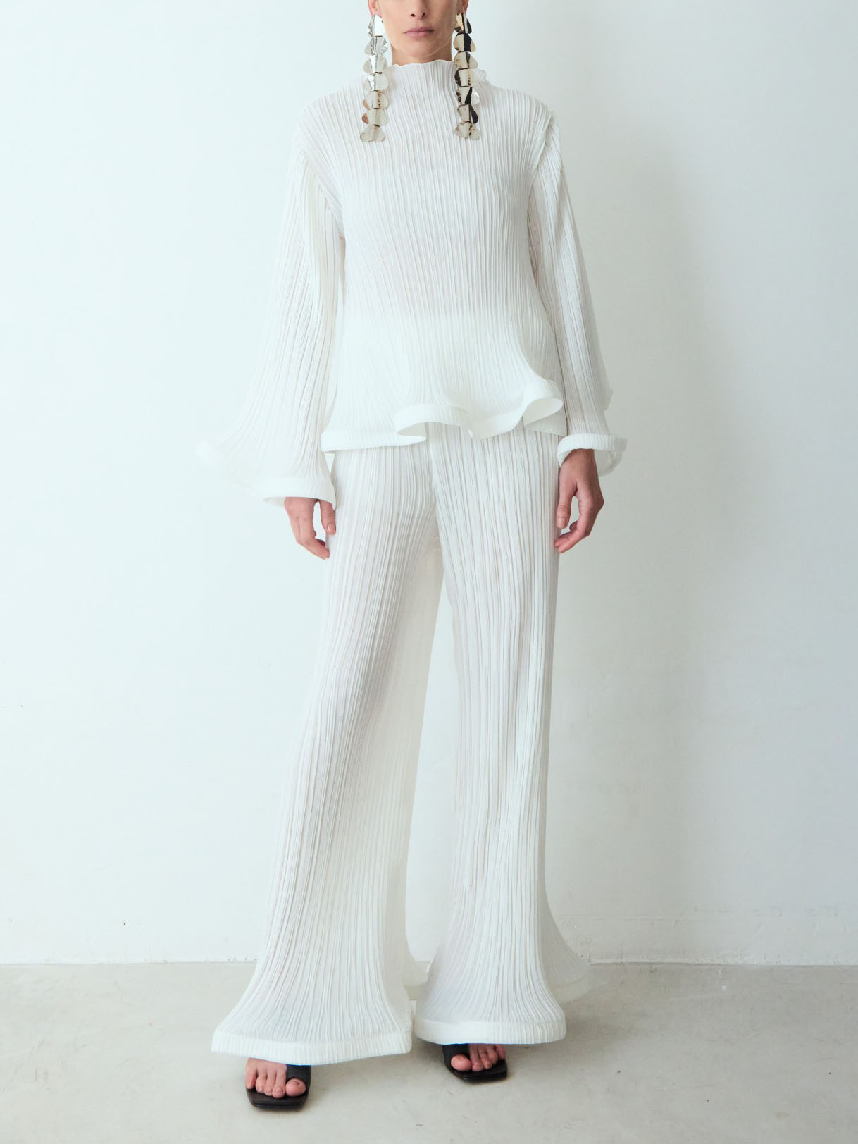 Elegante Rimpel Plissé Top En Broek Twee-Piece Set