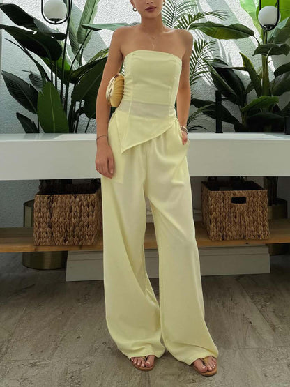 Elegante Onregelmatige Borst-wikkelde Vest En Broek Twee-delige Set