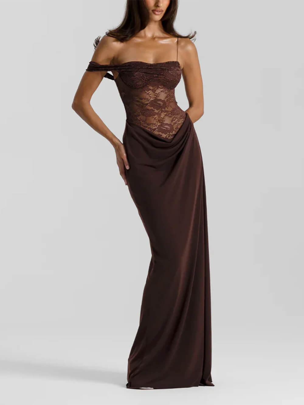 Sexy en Delicate Off-the-Shoulder Kanten Maxi Jurk