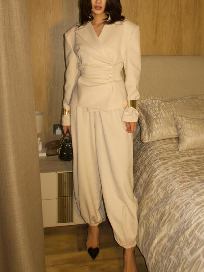 Elegante Asymmetrische Blazer Tweedelige Set