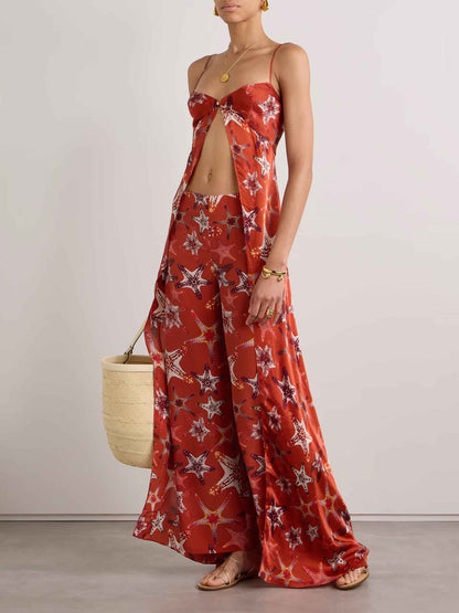 Exquise Kleurrijke Zeester Print Broek Twee-delige Set