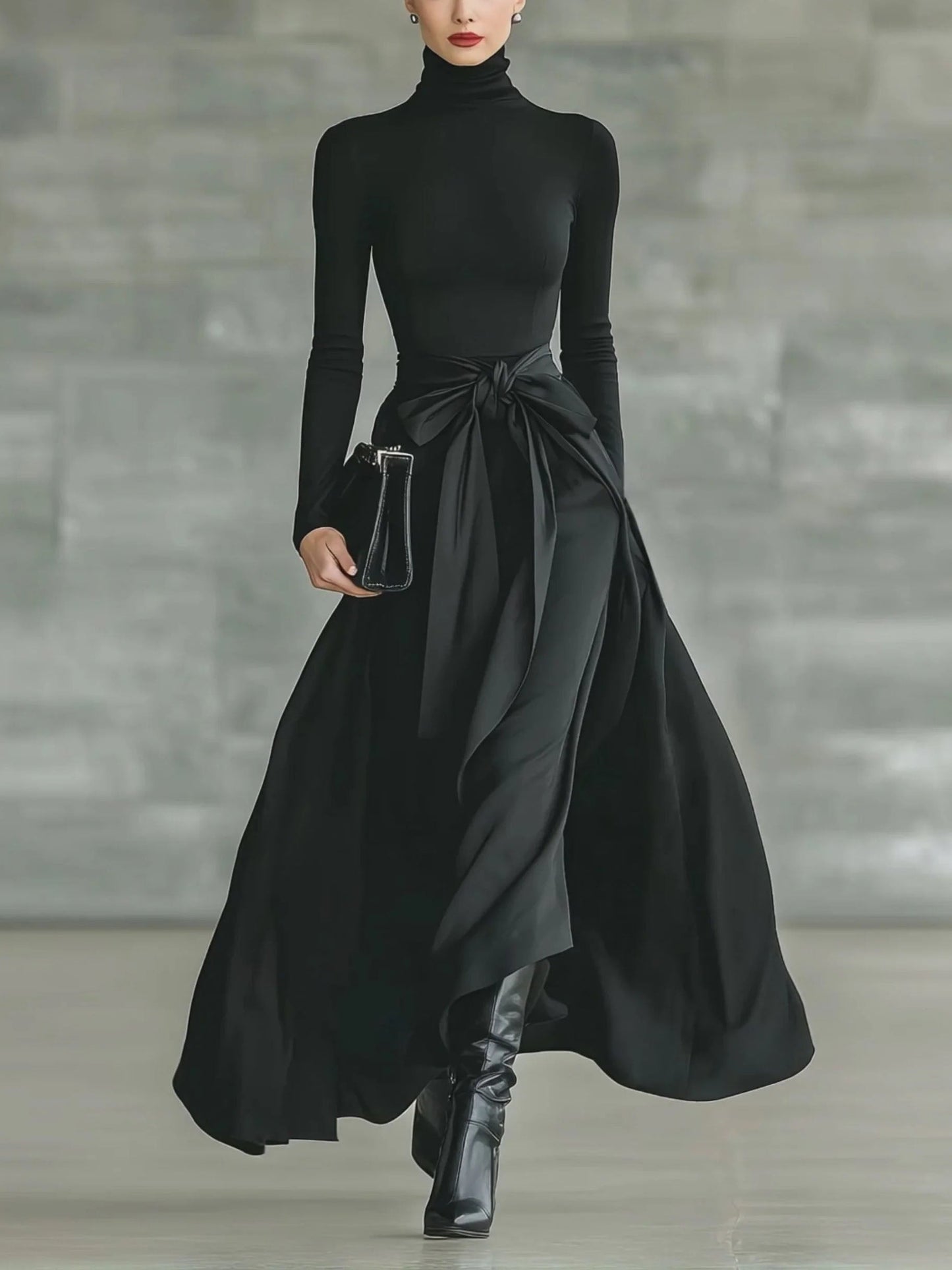 Casual Satijnen Tailleband Rok Twee-delige Set