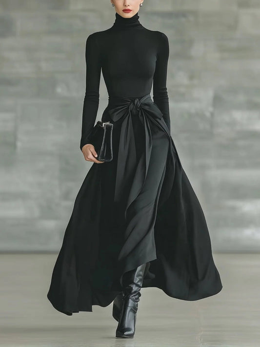 Casual Satijnen Tailleband Rok Twee-delige Set