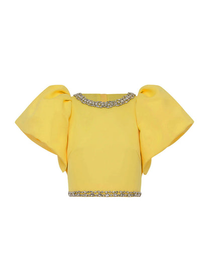 Exquise Top met Pofmouwen en Maxi Rok met Split