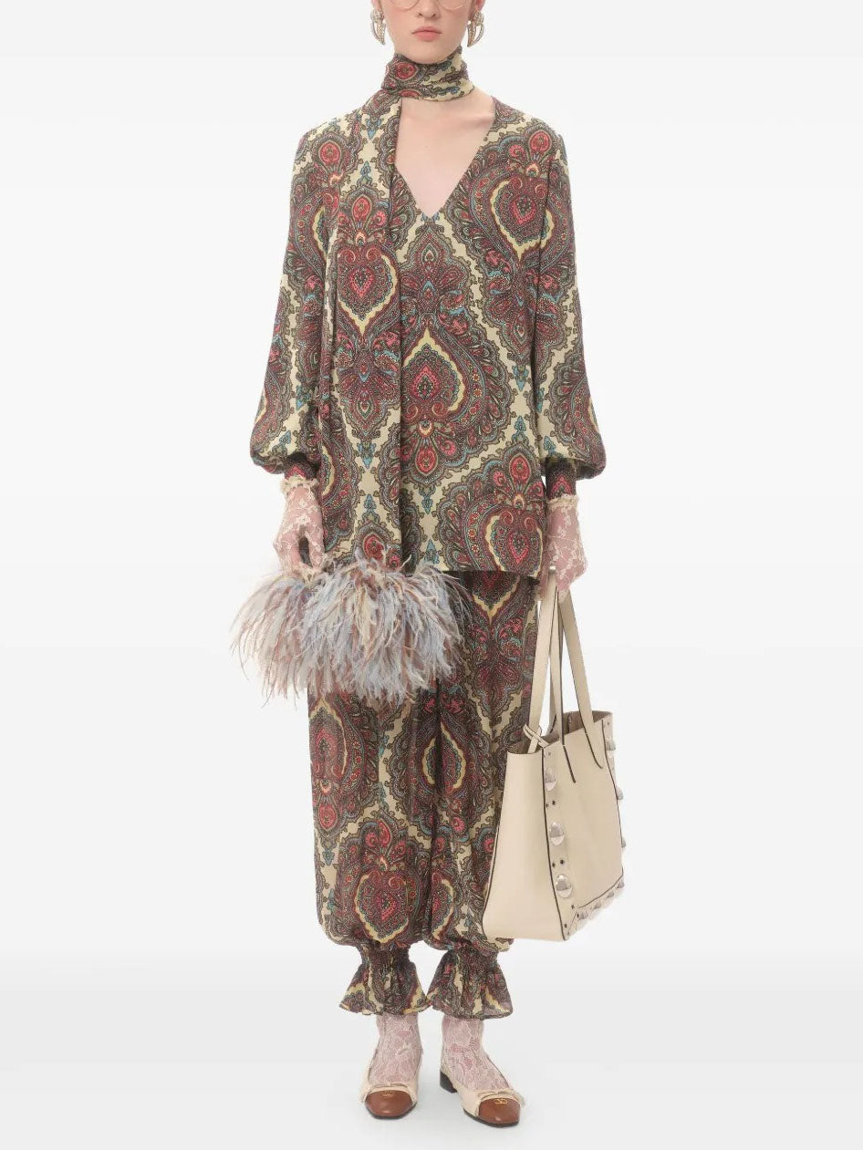 Retro Paisley Print Shirt En Broek Twee-Delige Set