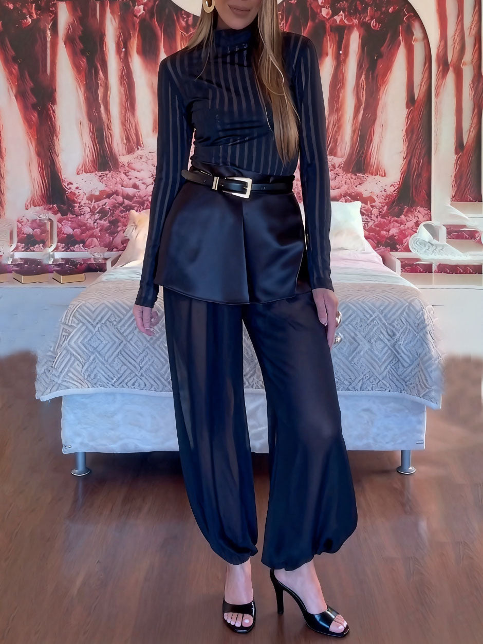 Elegante Gestreepte Top Twee-delig Set
