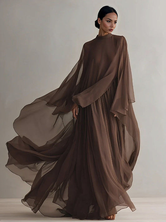 Elegante Chiffon Maxi Jurk in Shawl-stijl
