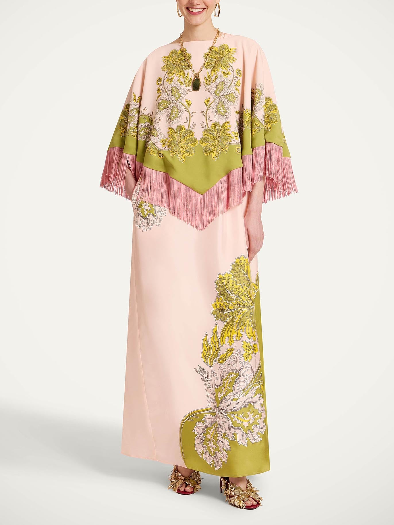 Exquise Franje Trim Batwing Mouw Cover-Up Twee-Piece Set