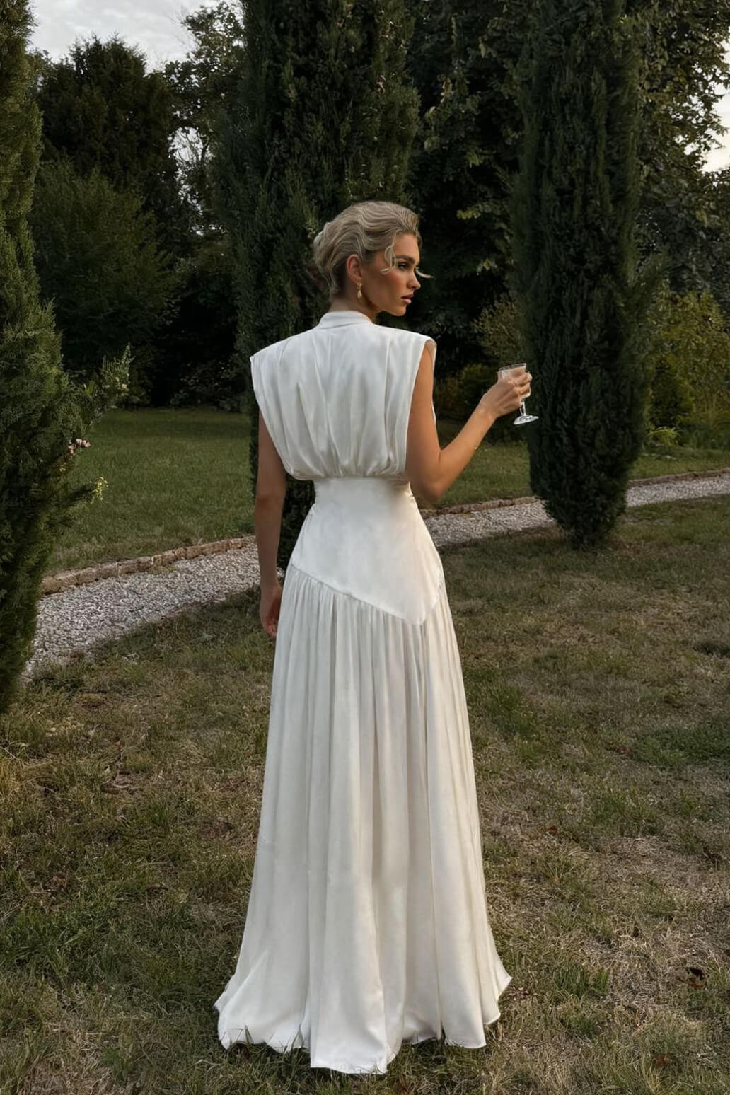 Exquise V-hals Taille-Accentuerende Split Maxi Jurk