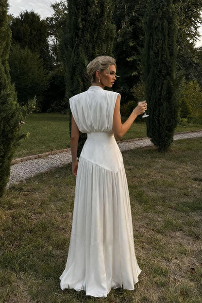 Exquise V-hals Taille-Accentuerende Split Maxi Jurk