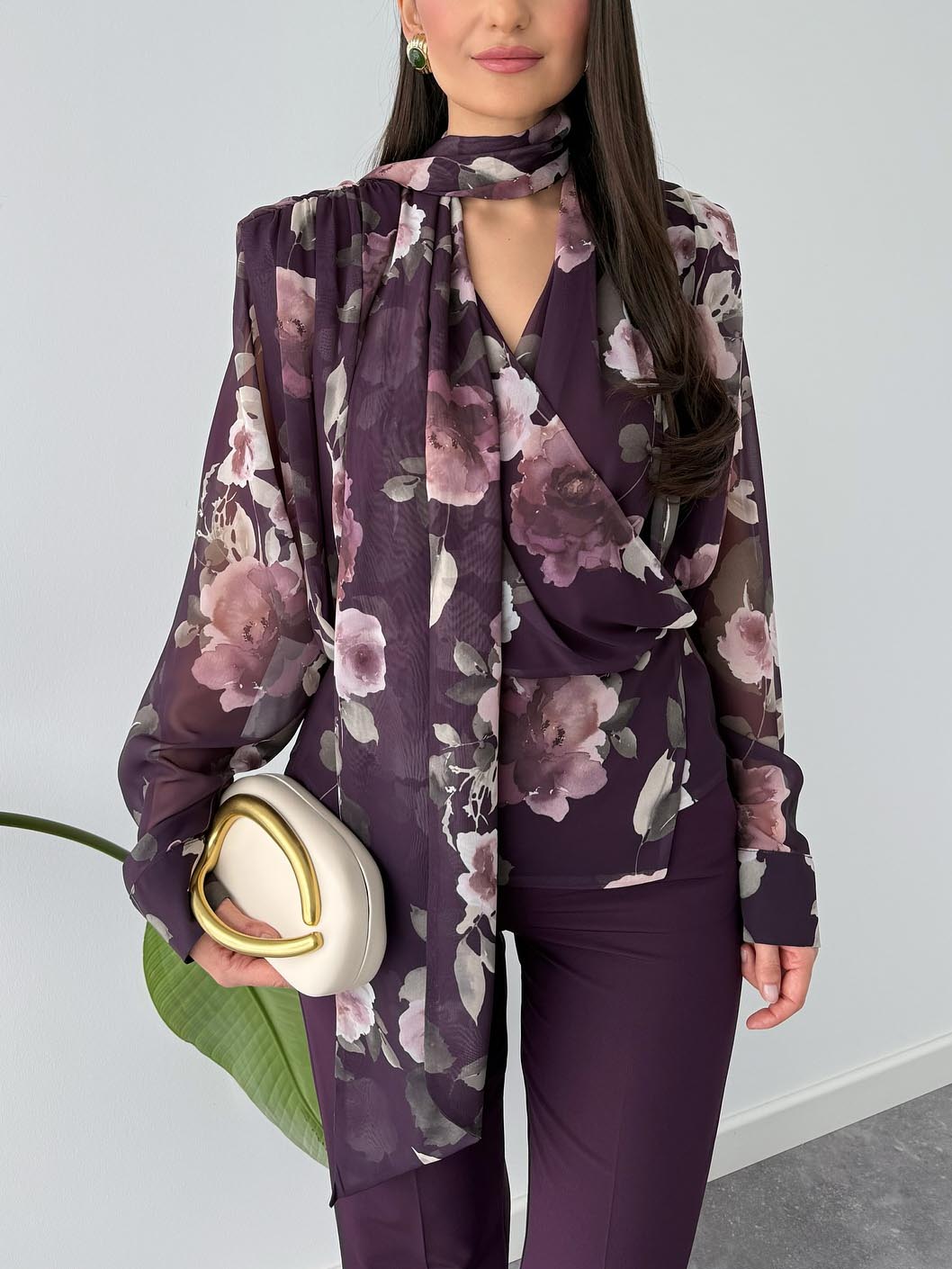 Exquisite Geprinte Lange Mouwen Shirt Twee-delige Set