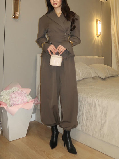 Elegante Asymmetrische Blazer Tweedelige Set