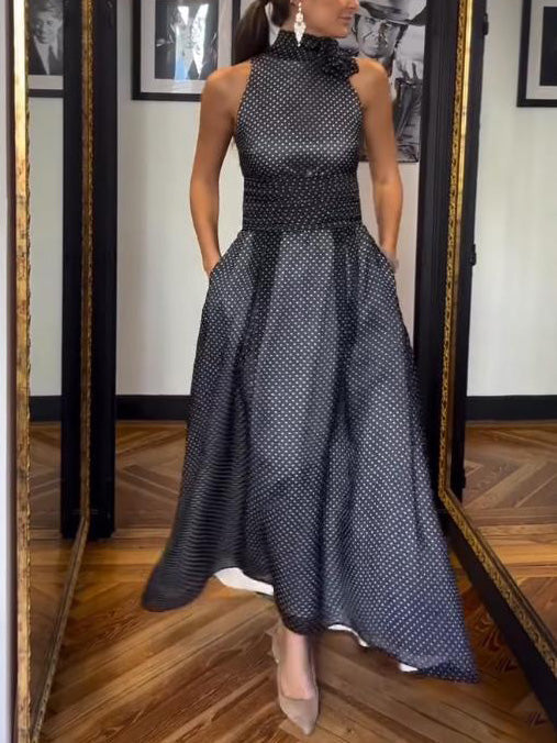 Elegante Halterjurk met Polkadotprint
