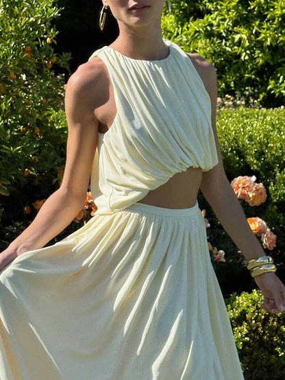 Elegante Asymmetrische Hem Cropped Top En Rok Twee-delige Set