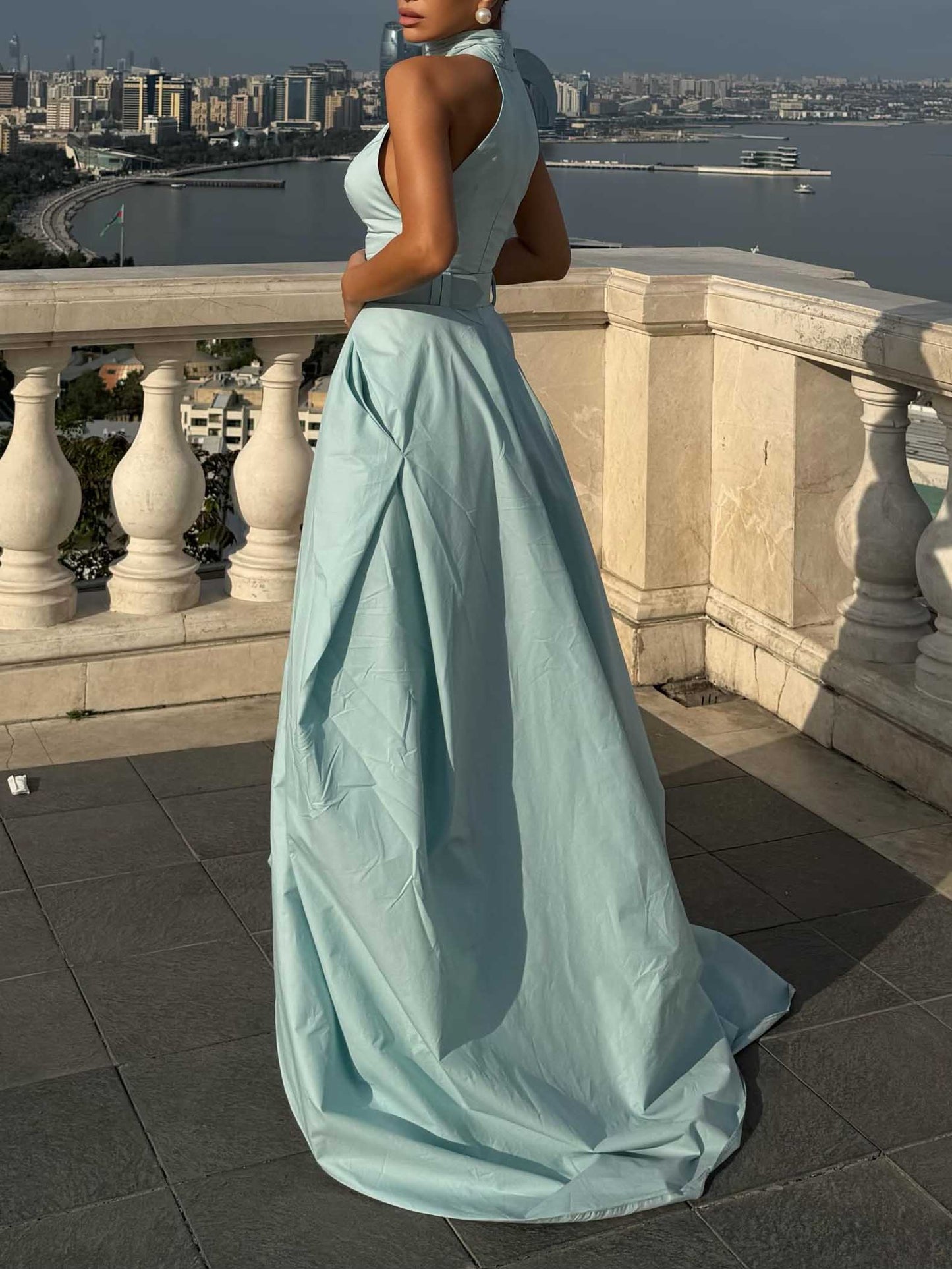 Elegante Haltertop & Wijde Pantalon Twee-Delige Set