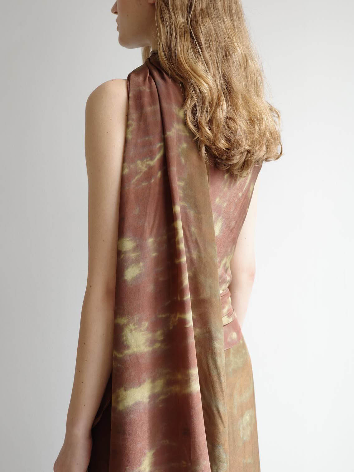 Bruin Ombre Tie-Dye Satijnen Twee-Delige Set