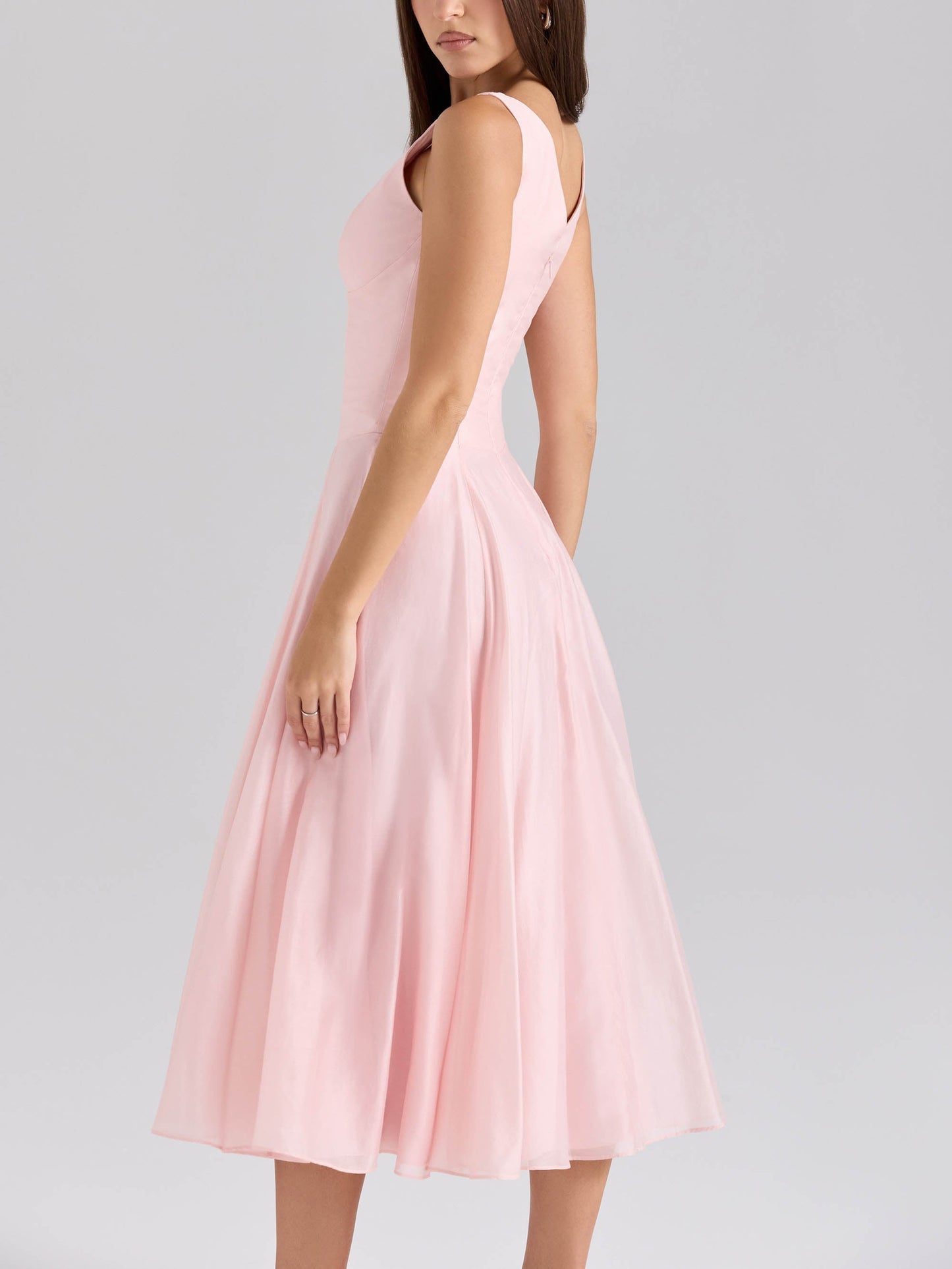 Elegante V-hals Chiffon Knopen Midi Jurk
