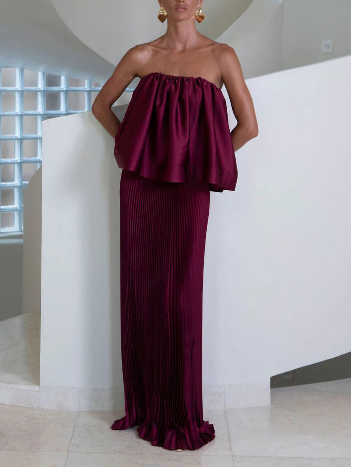 Elegante Geplooide Twee-delige Rok Set