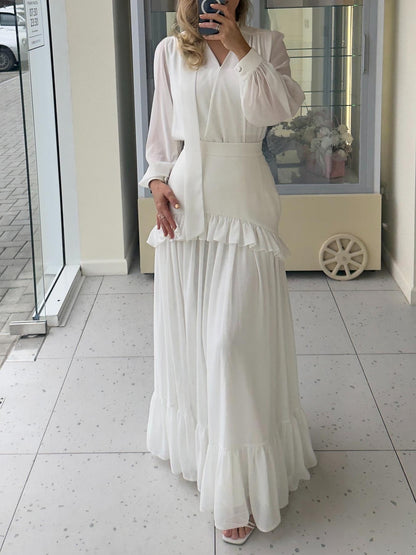 Elegante Chiffon Rimpelrok Twee-delige Set