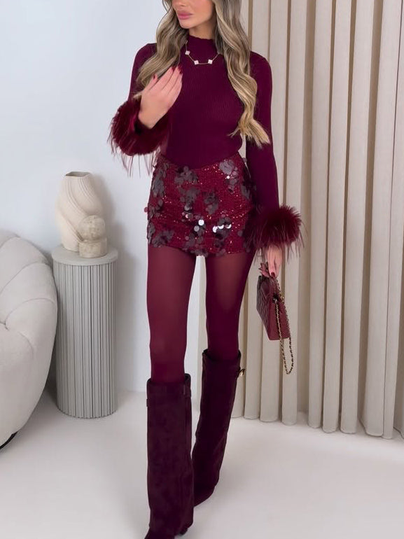 Exquise Sequined Twee-delige Rok Set