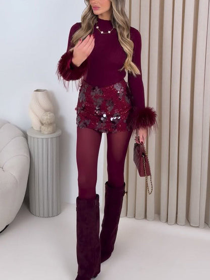 Exquise Sequined Twee-delige Rok Set