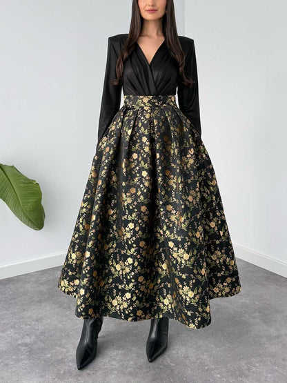 Elegante Jacquard Volle Rok Twee-delige Set