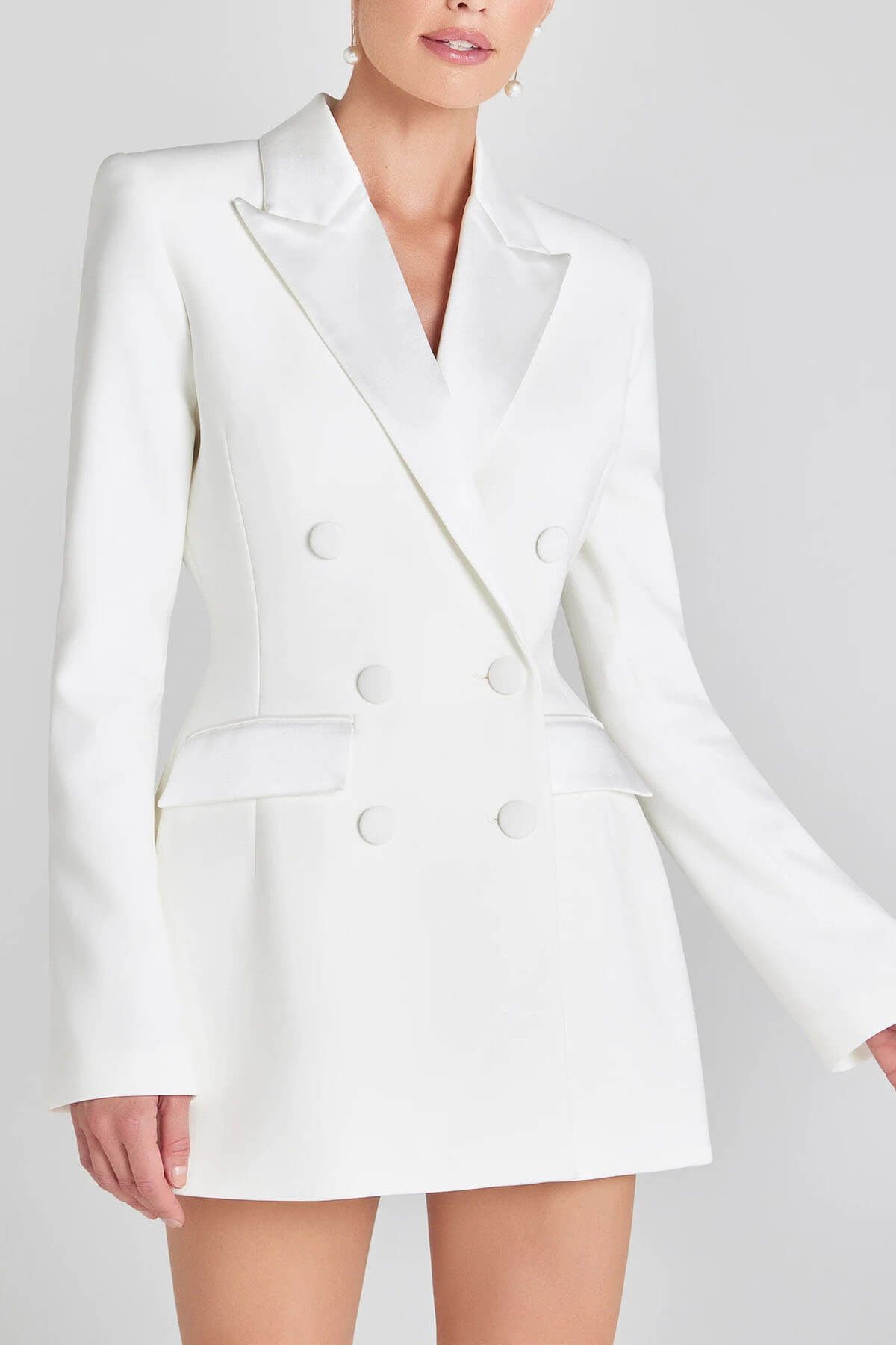 Exquise Witte Dubbelzijdige Blazer Mini-jurk
