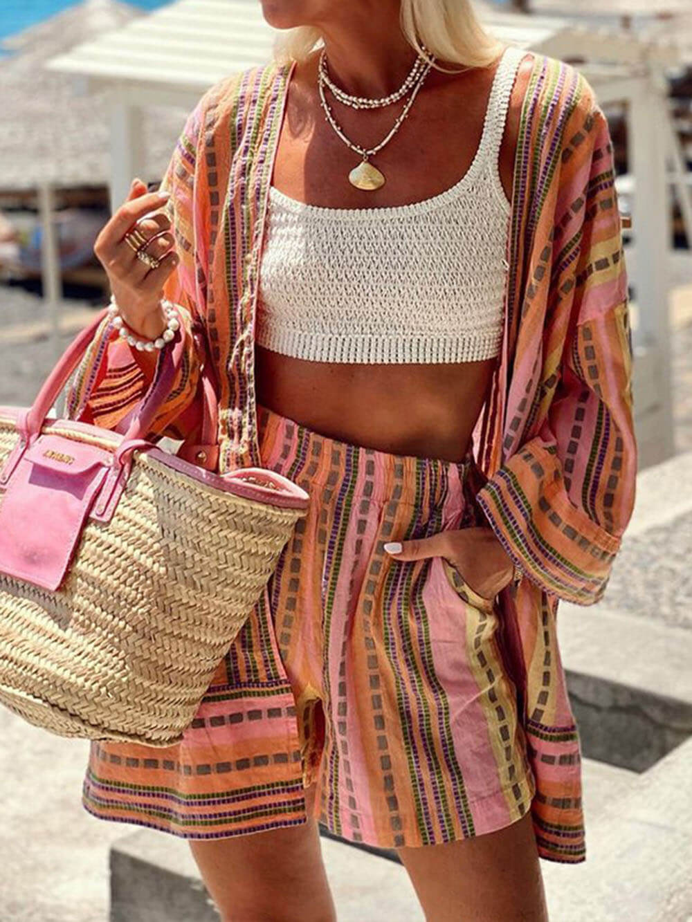 Abstract Patroon Modeprint Losse Top En Shorts Twee-Delige Set