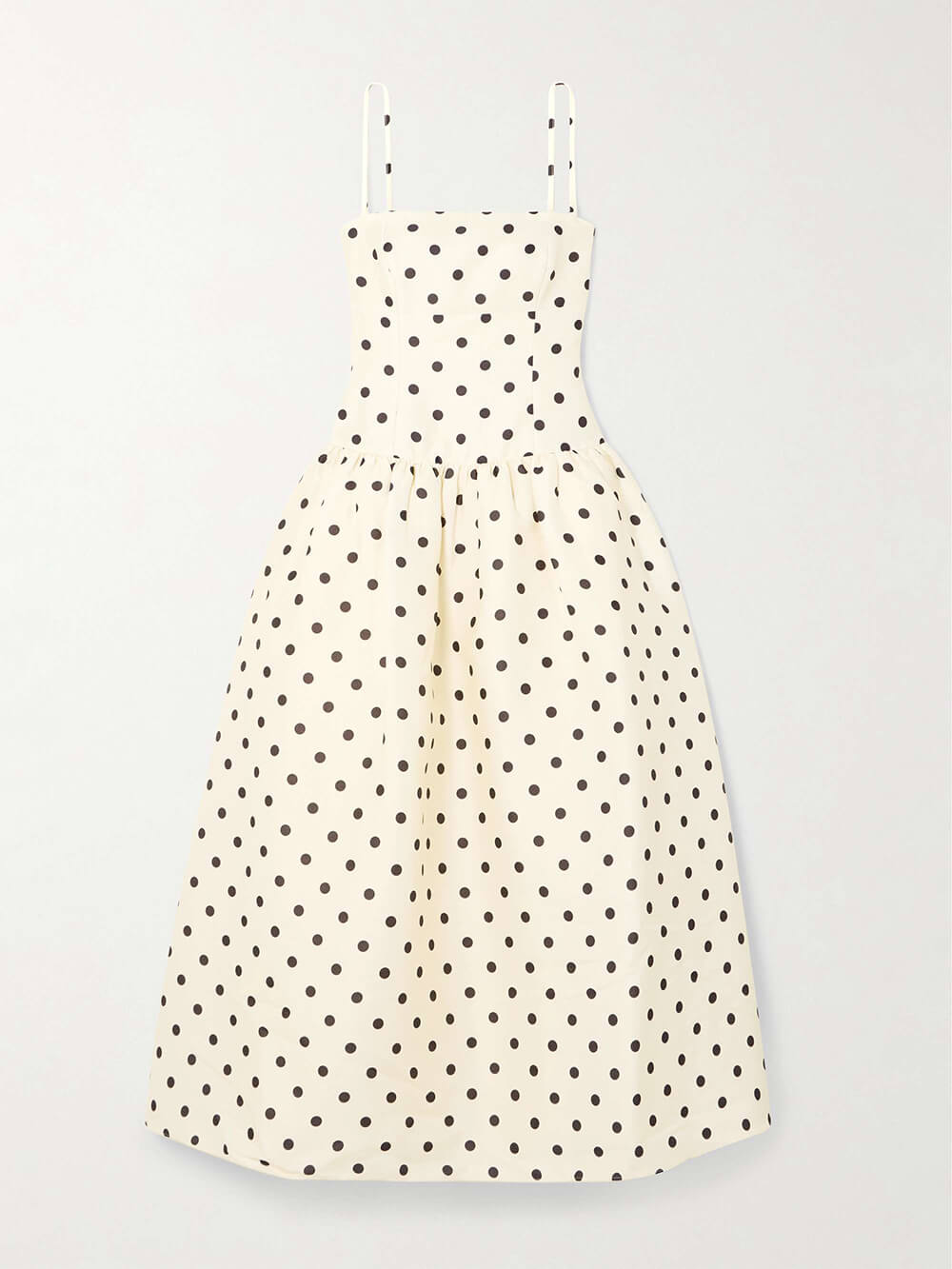Klassieke Polka-Dot Print Satijnen Midi Jurk
