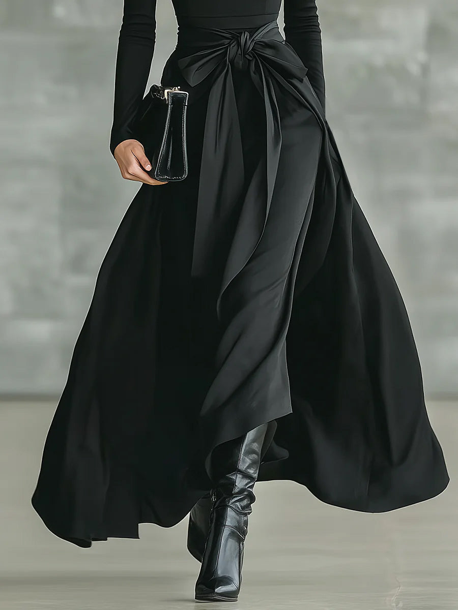 Casual Satijnen Tailleband Rok Twee-delige Set