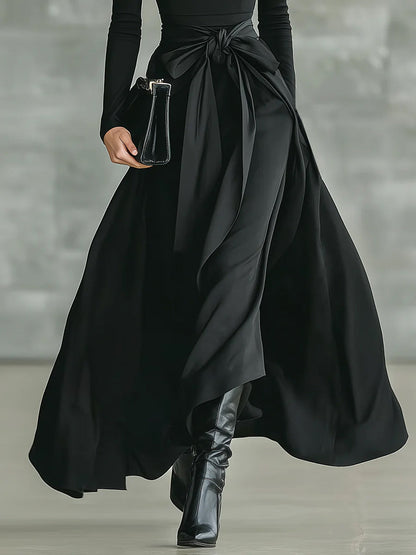 Casual Satijnen Tailleband Rok Twee-delige Set