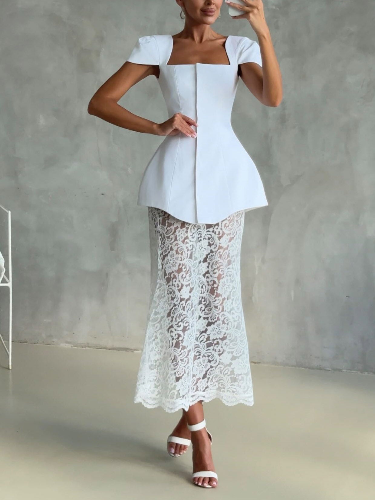 Elegante kanten rok twee-delige set