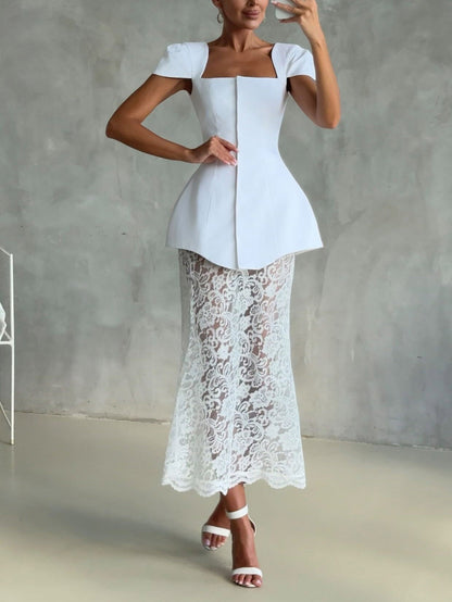 Elegante kanten rok twee-delige set