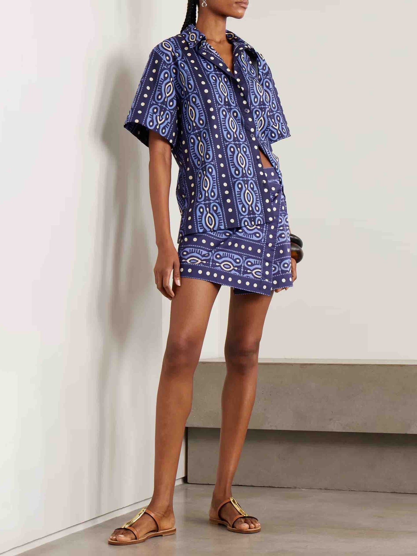 Casual Gedrukt Korte Mouwen Shirt En Rok Twee-Delige Set