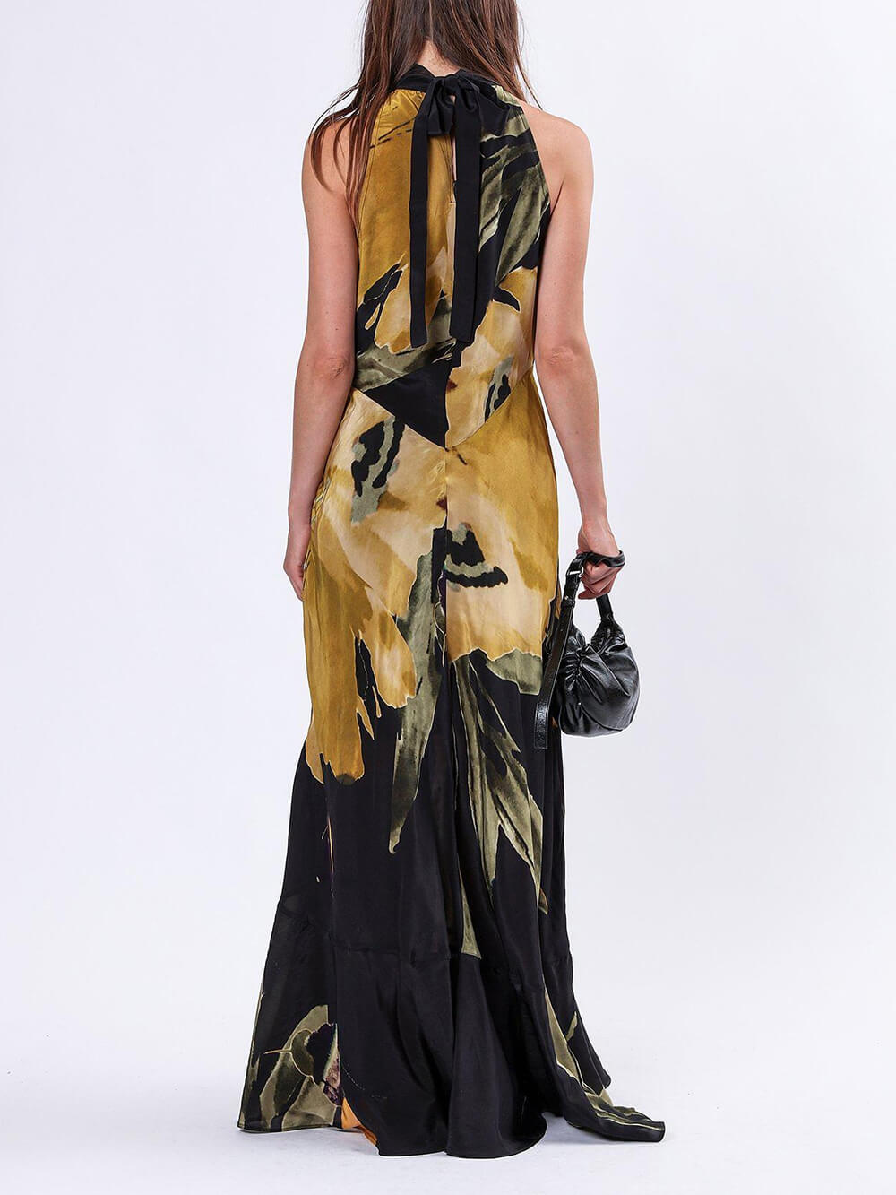 Unieke Gele Bloemenprint Rechte Maxi Jurk