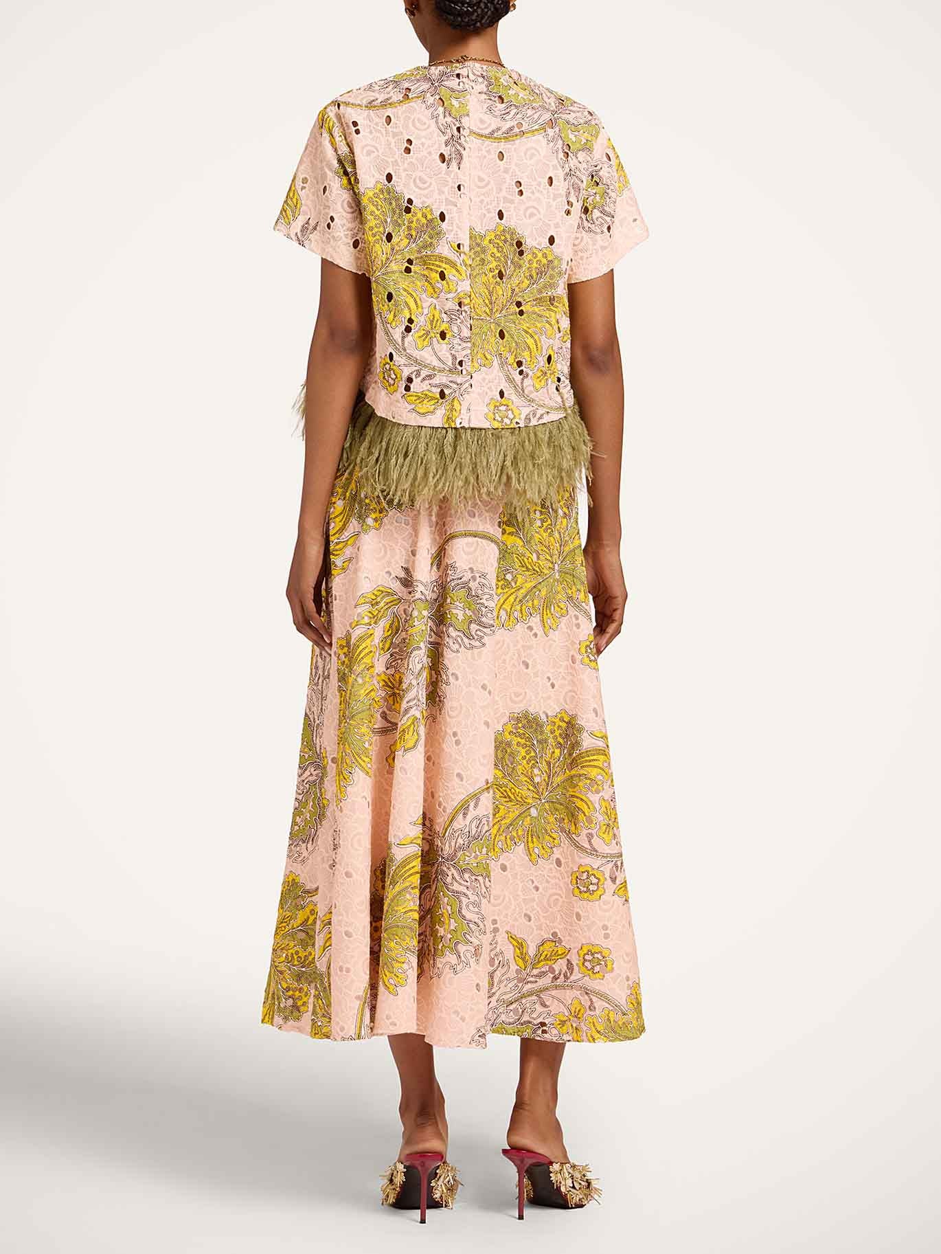 Elegante Twee-delige Paisley Print met Veerafwerking