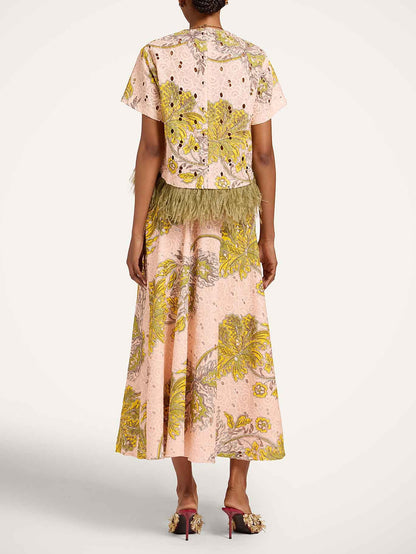 Elegante Twee-delige Paisley Print met Veerafwerking